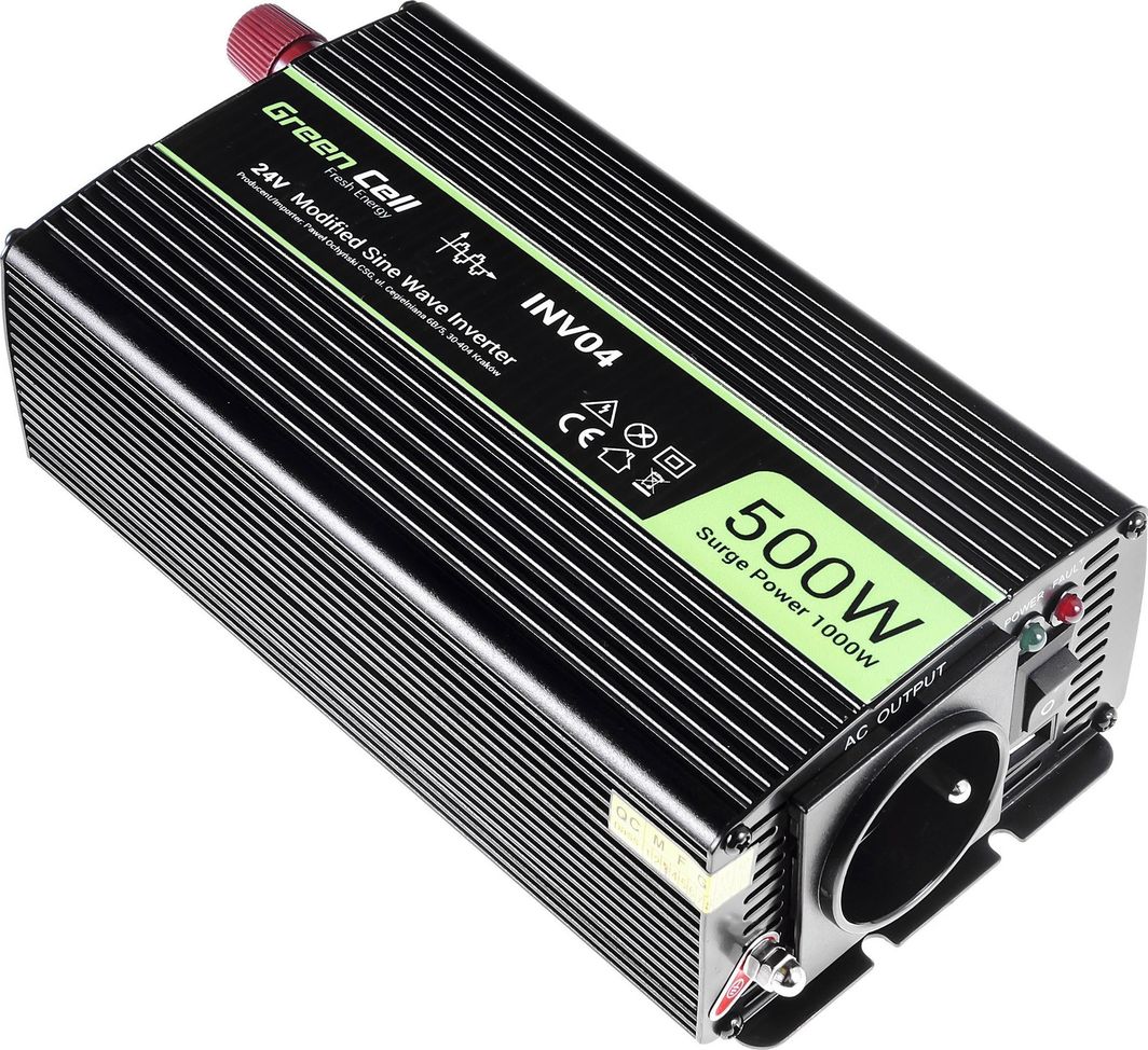 Konvertues i tensionit të makinës Green Cell 24V në 230V, 500W / 1000W