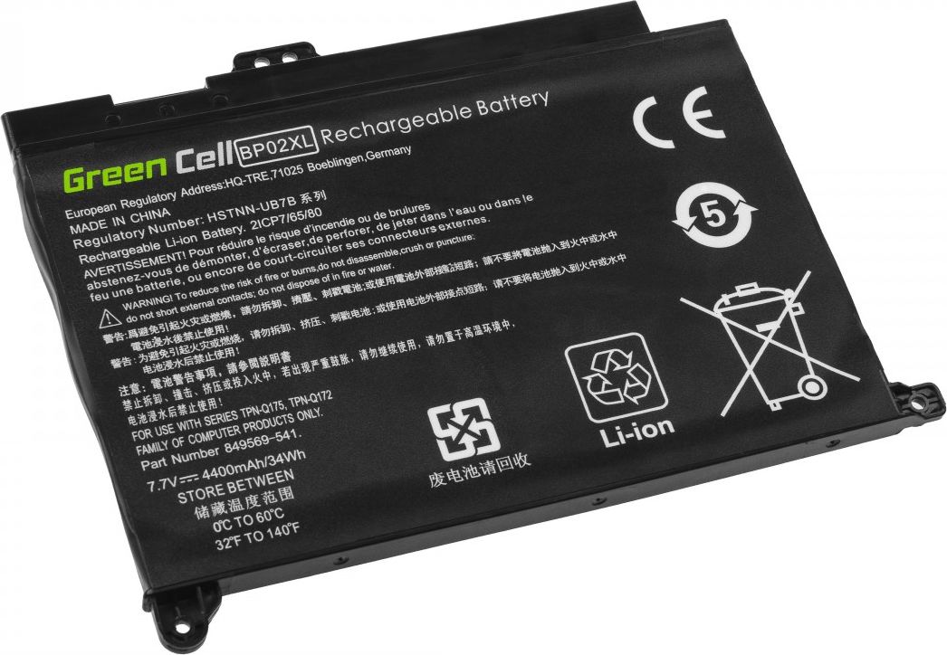 Bateri laptopi Green Cell BP02XL, 4400mAh, për HP Pavilion, e zezë