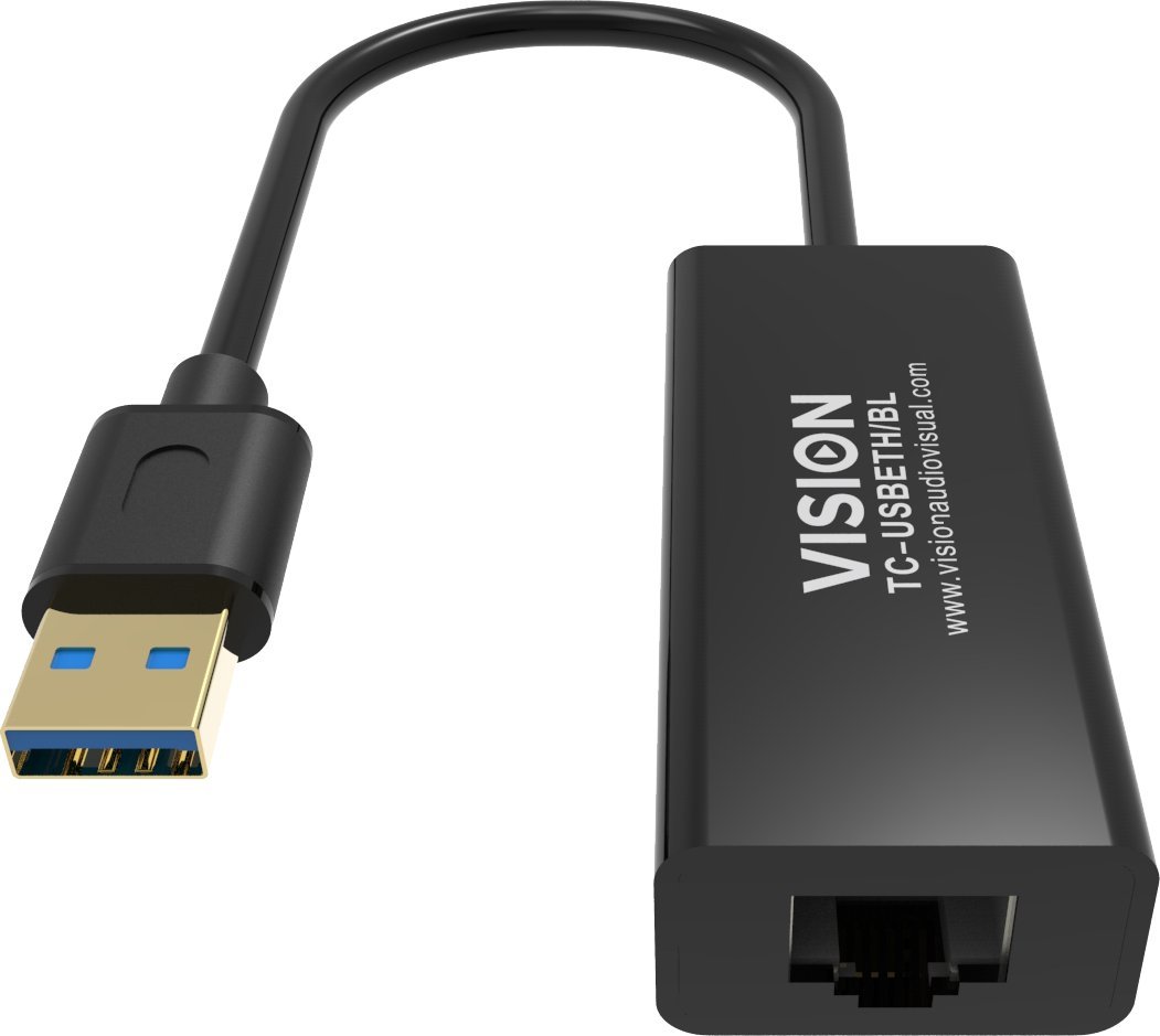 Adapter rrjeti Vision TC-USBETH BL, USB në Ethernet RJ45, 10 100 Mbps, i zi