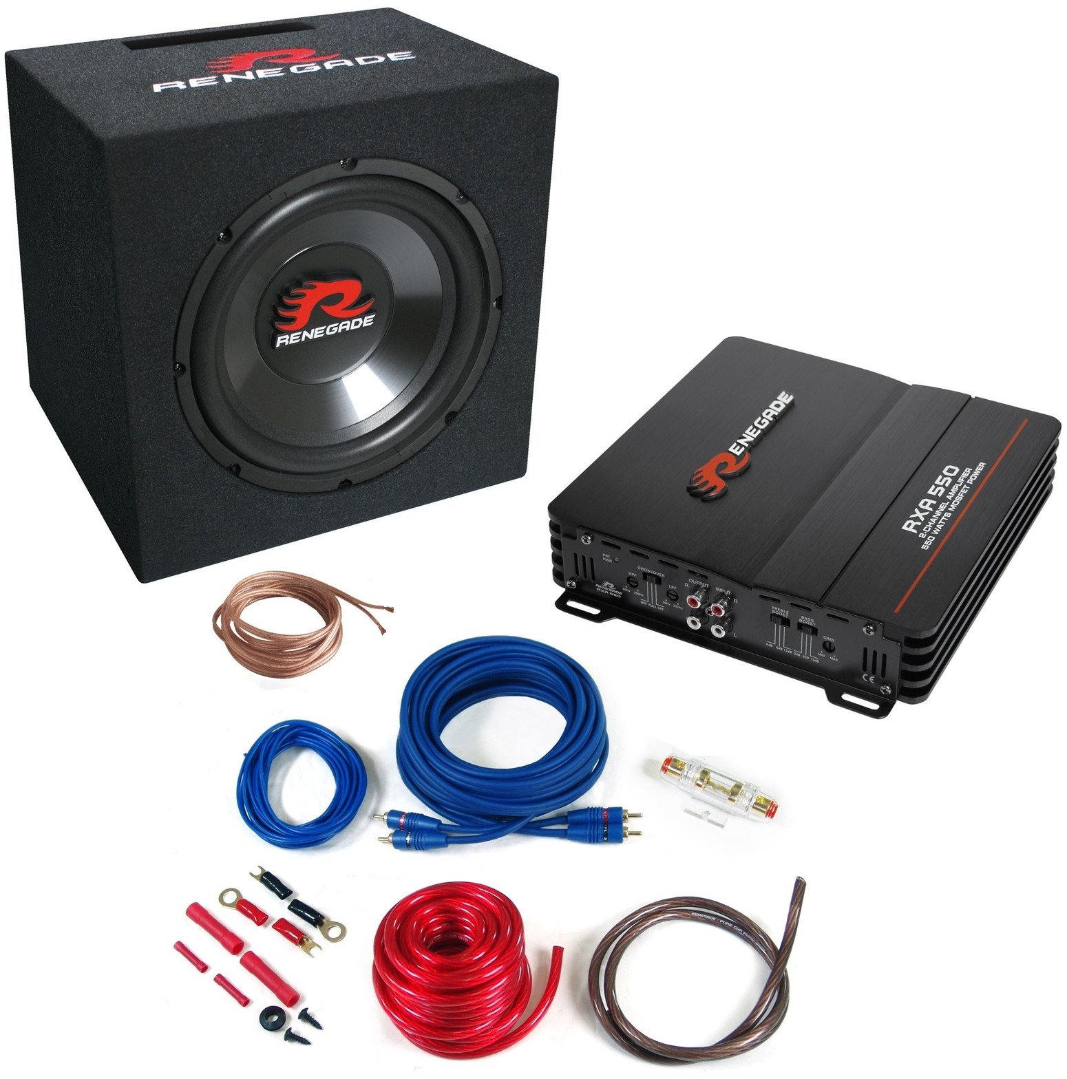 Set subwoofer për veturë Renegade RBK550XL, 25cm, 500W, i zi