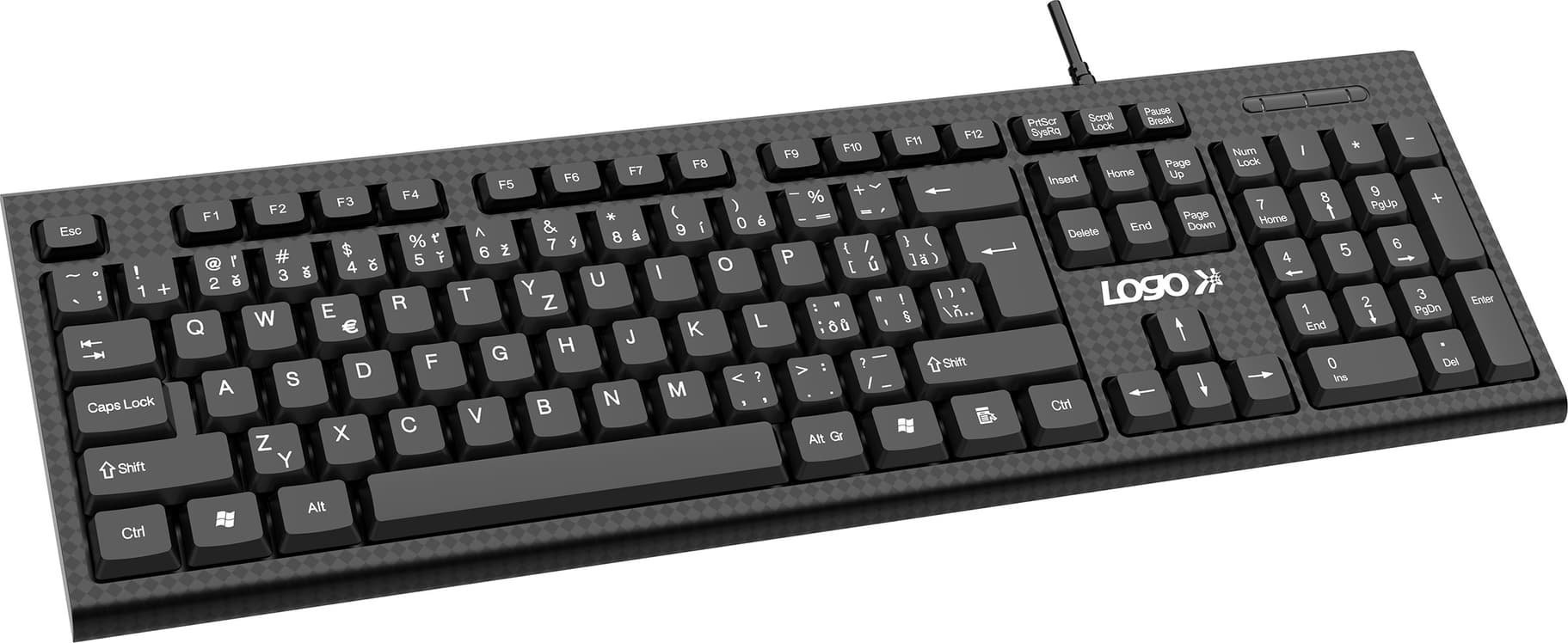 Тастатура Logo Cut II, со USB кабел, распоред CZ SK, црна
