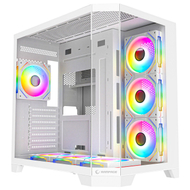 Kasa Gaming Rampage Mega V1 me PSU 850W – 80+ Bronze, Tempered Glass, 4×120mm ARGB, E Bardhë