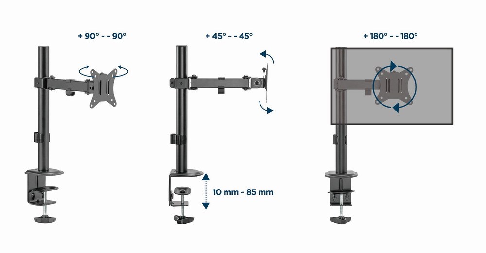 Mbajtës për monitor Gembird MA-D1-03, 17”-32”, i zi