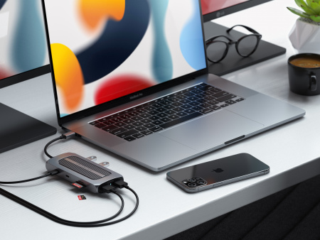 Përshtatës Satechi Aluminium USB-C Multiport MX, i hirtë