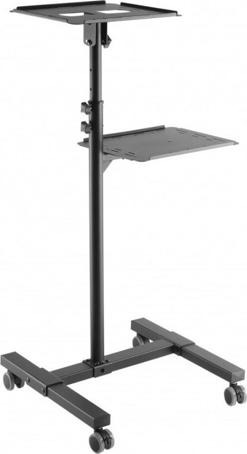 Tavolinë prezantimi mobile Techly ICA-TB TPM-10, për projektor dhe laptop, me rrota, e zezë