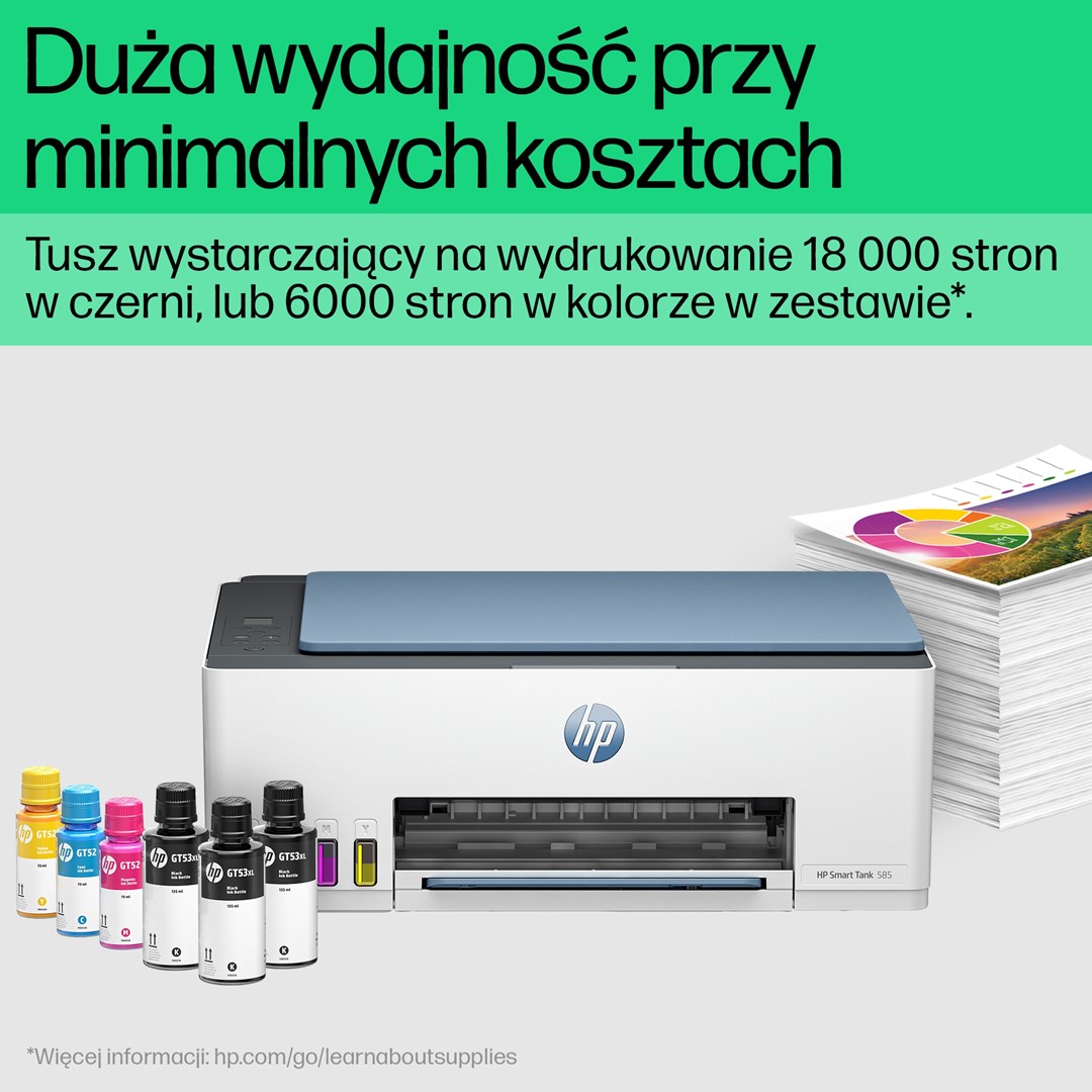 Printer multifunksional HP Smart Tank 585, Inkjet termal, i kaltër
