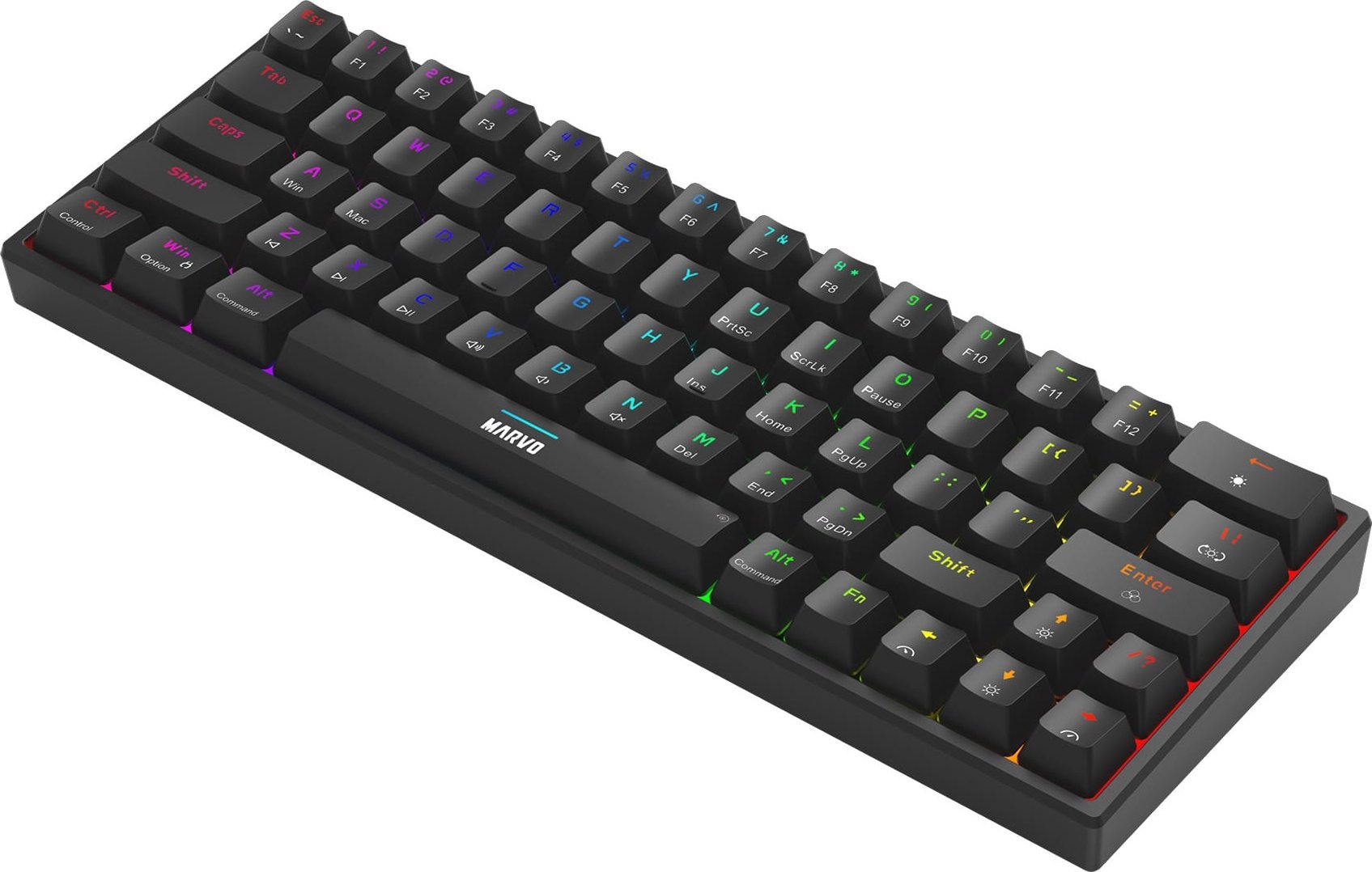 Tastierë gaming Marvo SHOGO 63, mekanike, me kabllo USB, me ndriçim RGB, e zezë