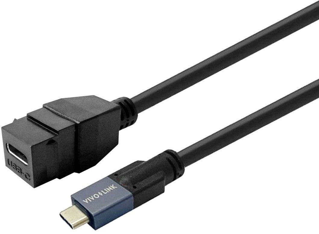 Кистоун модул VivoLink USB C женски, за ѕид и пач панел, црн