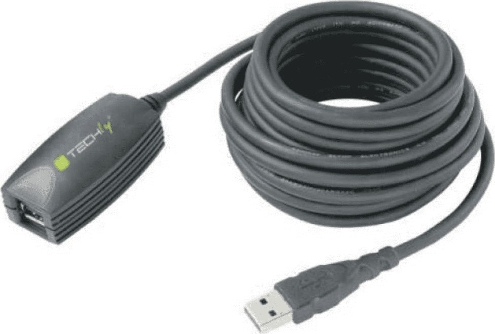 Kabllo Techly USB-A në USB-A, 5m, e zezë