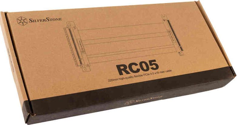 Kabllo riser SilverStone RC05, PCIe 4.0 x16, 220mm, e zezë