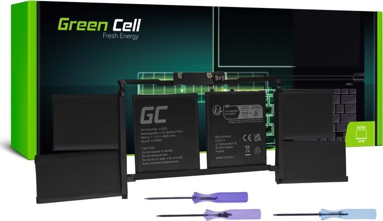 Bateri laptopi Green Cell A1820 për Apple MacBook Pro 15 A1707, 75Wh, Li Polymer, e zezë