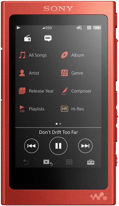 MP3 Sony NW-A35, 16GB, 3.1" WVGA, i kuq