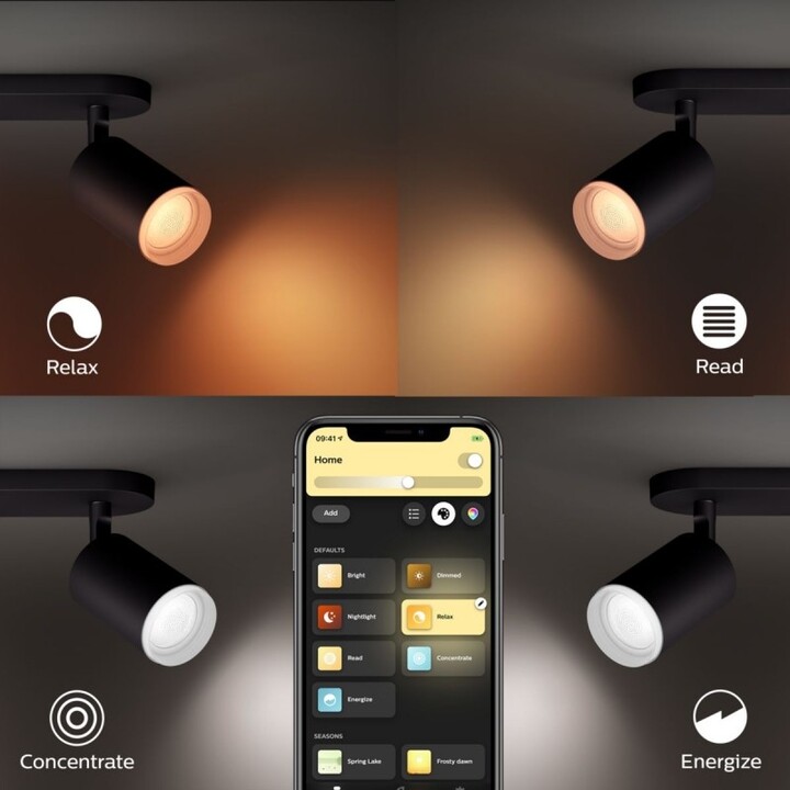 Dritë Philips Hue Fugato GU10, 2x5.7W, e zezë