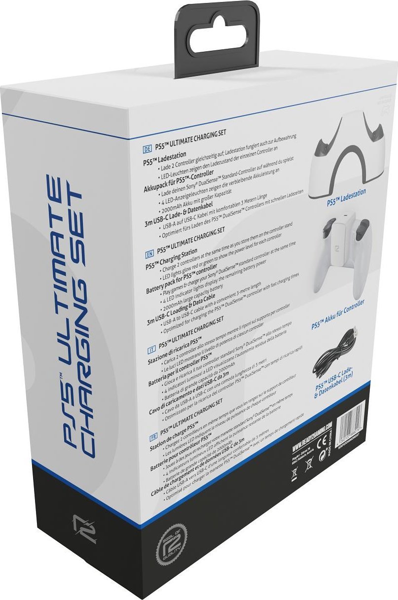 Stacion karikimi Ready2gaming DualSense, për 2 kontrollorë PS5, set gjithpërfshirës