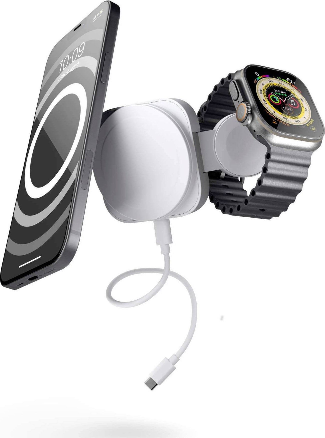 Karikues udhëtimi Zens ZEDC24W/00, MagSafe 2 në 1, për iPhone dhe Apple Watch, i bardhë