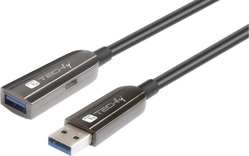 Kabllo aktive USB TECHly, USB 3.0 në 2x USB 3.0 dhe Micro USB, 20m, e zezë