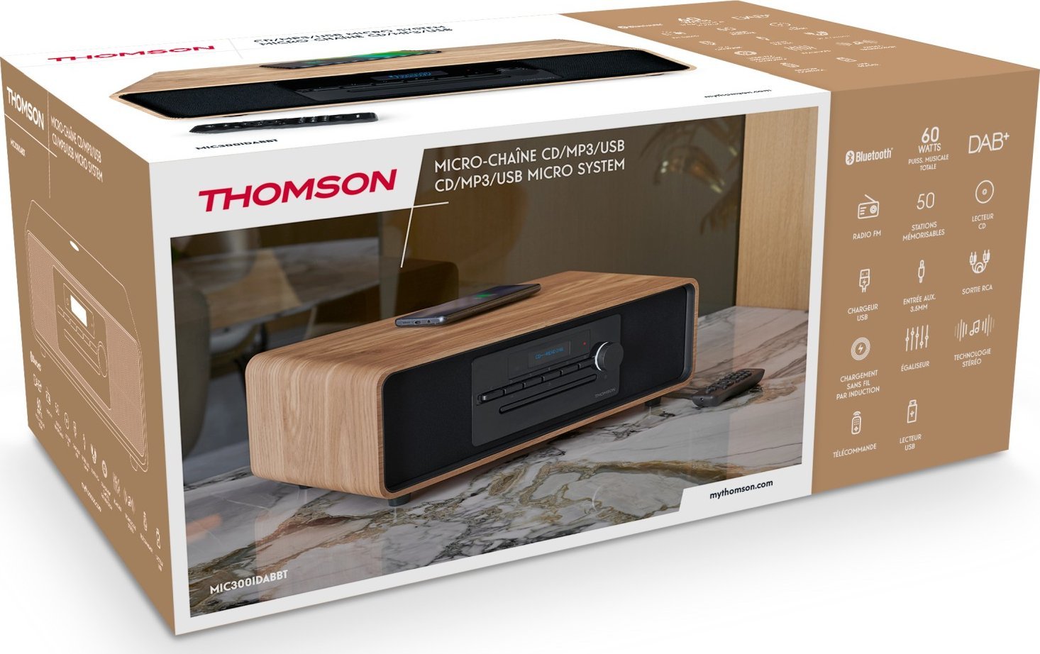 Mikrosistem muzikor Thomson MIC300IDABBT, 60W, Bluetooth CD USB DAB+ FM, i zi dru