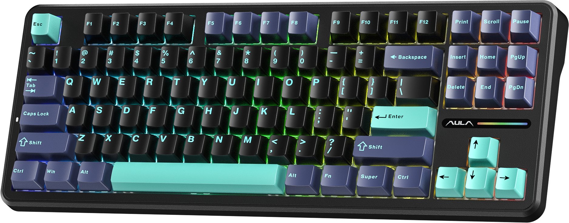 Tastierë mekanike AULA F87Pro, tri mode pa tela, 87 taste, e zezë