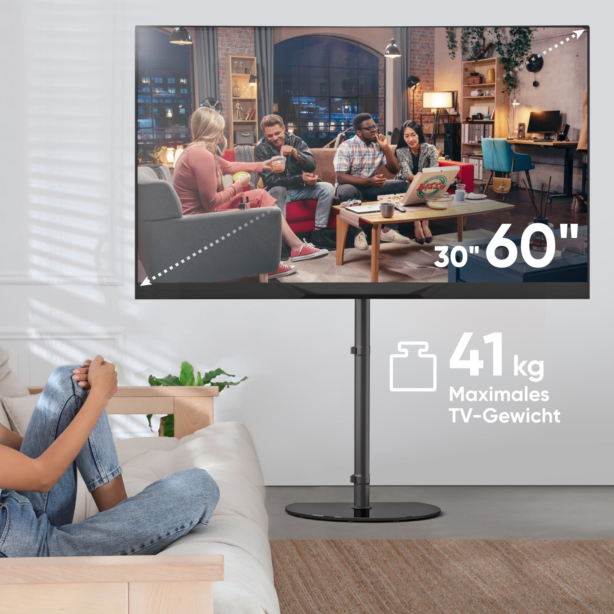 Stativ televizori ONKRON TS5060-B, për 30-60", lartësi e rregullueshme, i zi