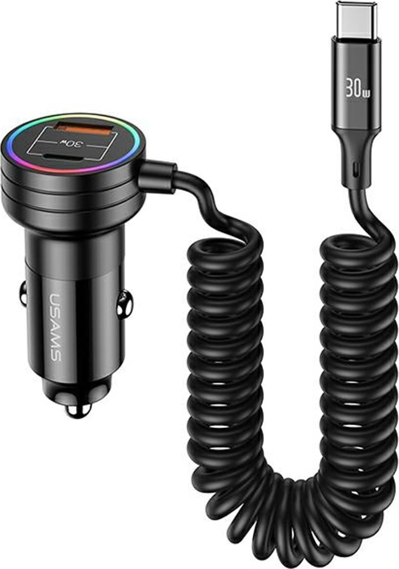 Karikues veture USAMS C33 US-CC167, 60W, 2x USB-C 1x USB-A, i zi