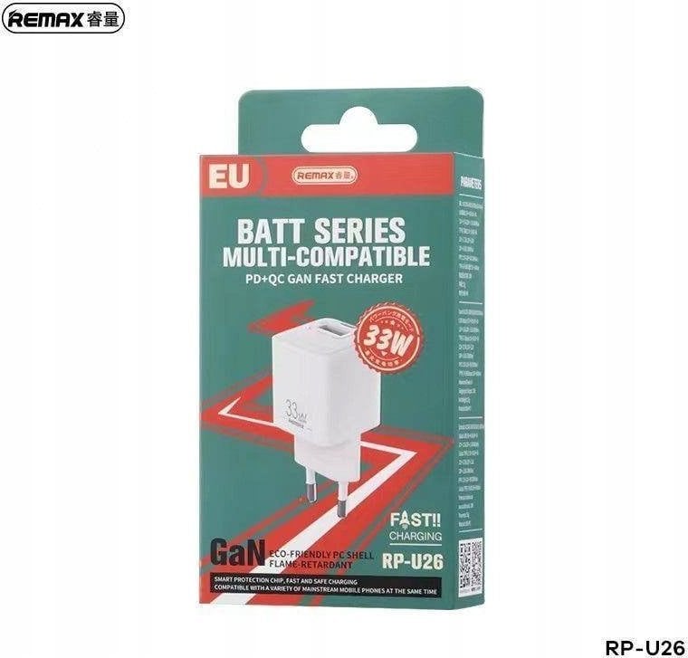 Полнач за ѕид Remax BATT Series RP-U26, 33W, PD QC, бел