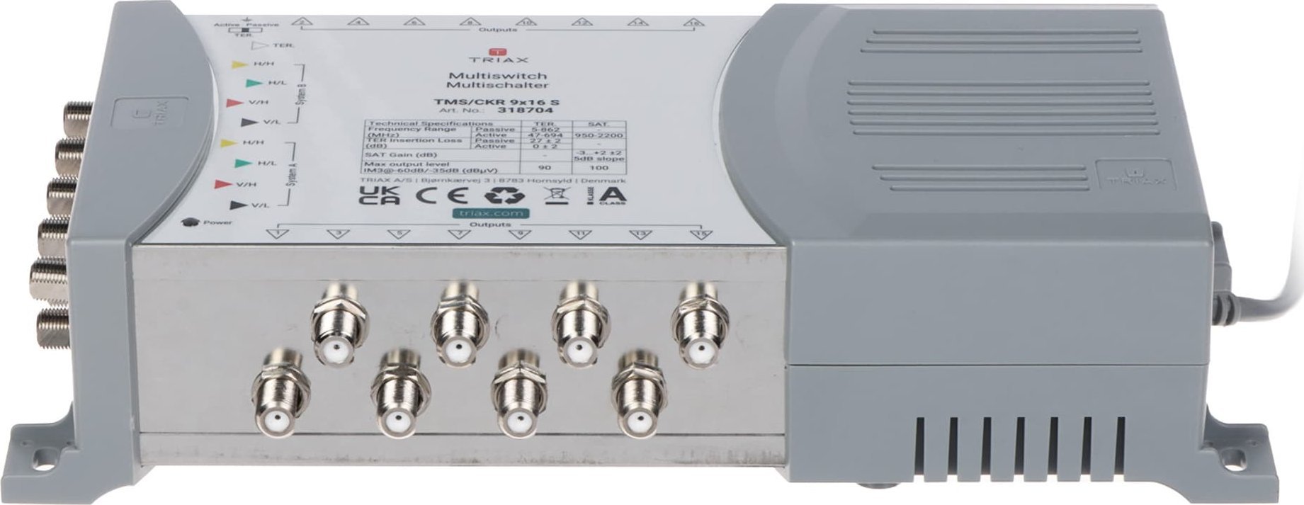 Multiswitch satelitor TRIAX TMS CKR 9x16S, 8 SAT, 1 hyrje tokësore, me furnizim energjie