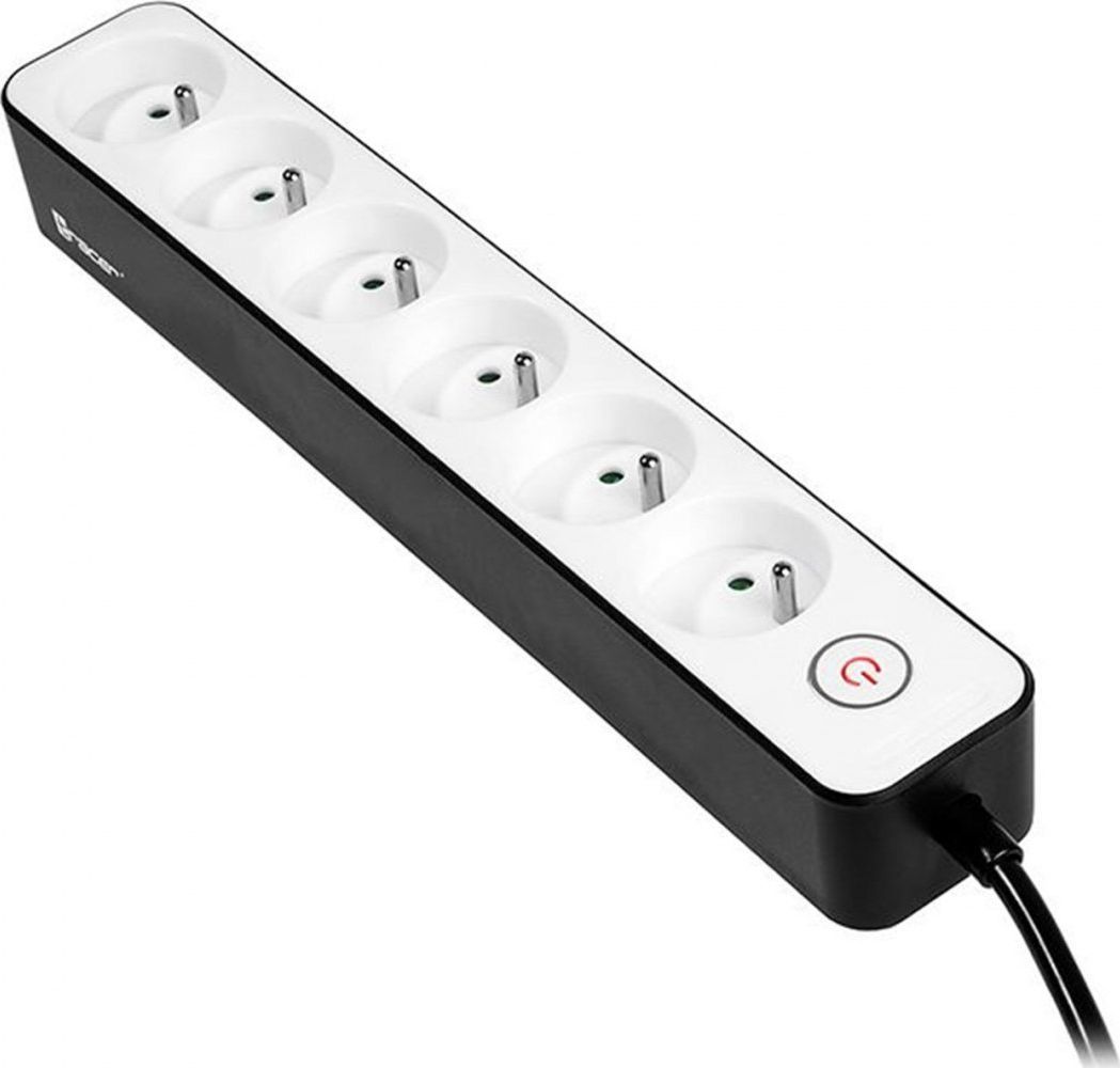 Kabllo vazhduese me mbrojtje Tracer Zebra / 6 priza/ 1.5m/ e zezë(TRALIS46259)