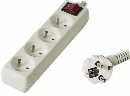 Kabllo elektrike PremiumCord PP4K10, 4 priza, 10 m, e bardhë