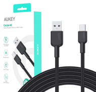 Kabllo Aukey, USB A / USB C, 1.8 m, e zezë