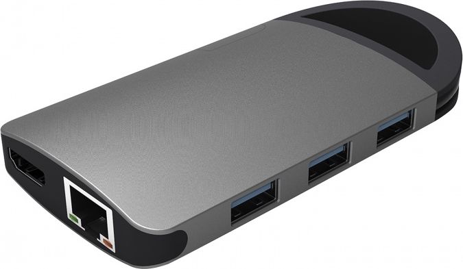 Stacion dokimi USB C Umax H8 UB308, HDMI 4K, Gigabit Ethernet, gri