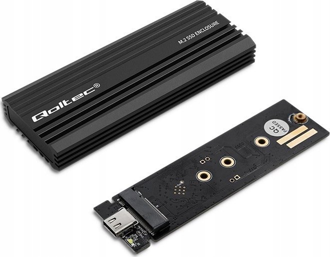 Kuti e jashtme Qoltec NV2270, për SSD M.2 SATA NVMe, USB C, deri 2TB, gri