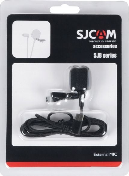 Mикрофон SJCAM за камера SJ8, со клипса, кабел 145 cm, црн