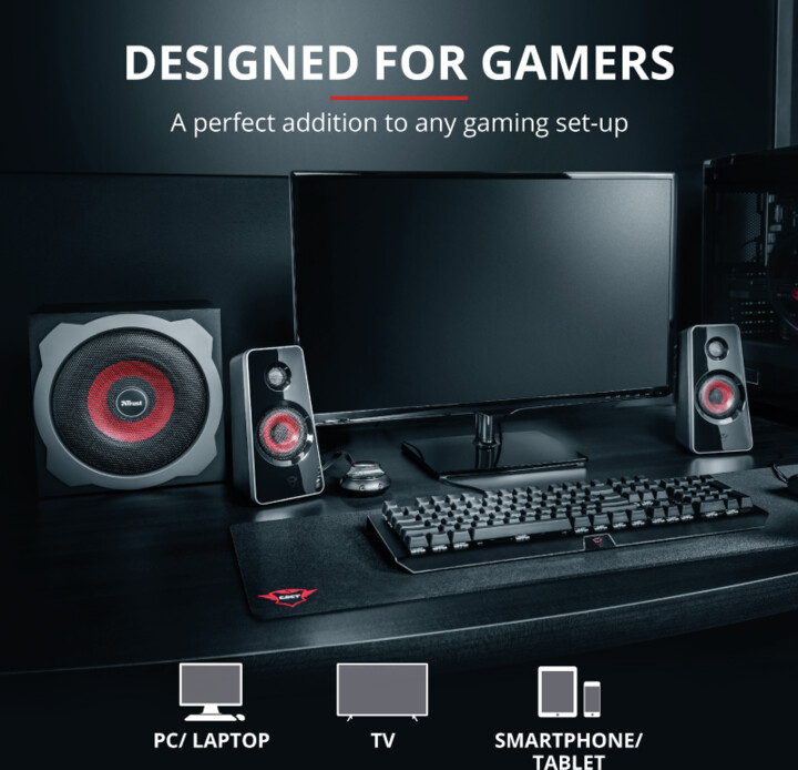 Set altoparlantësh Trust GXT 38 2.1, i zi