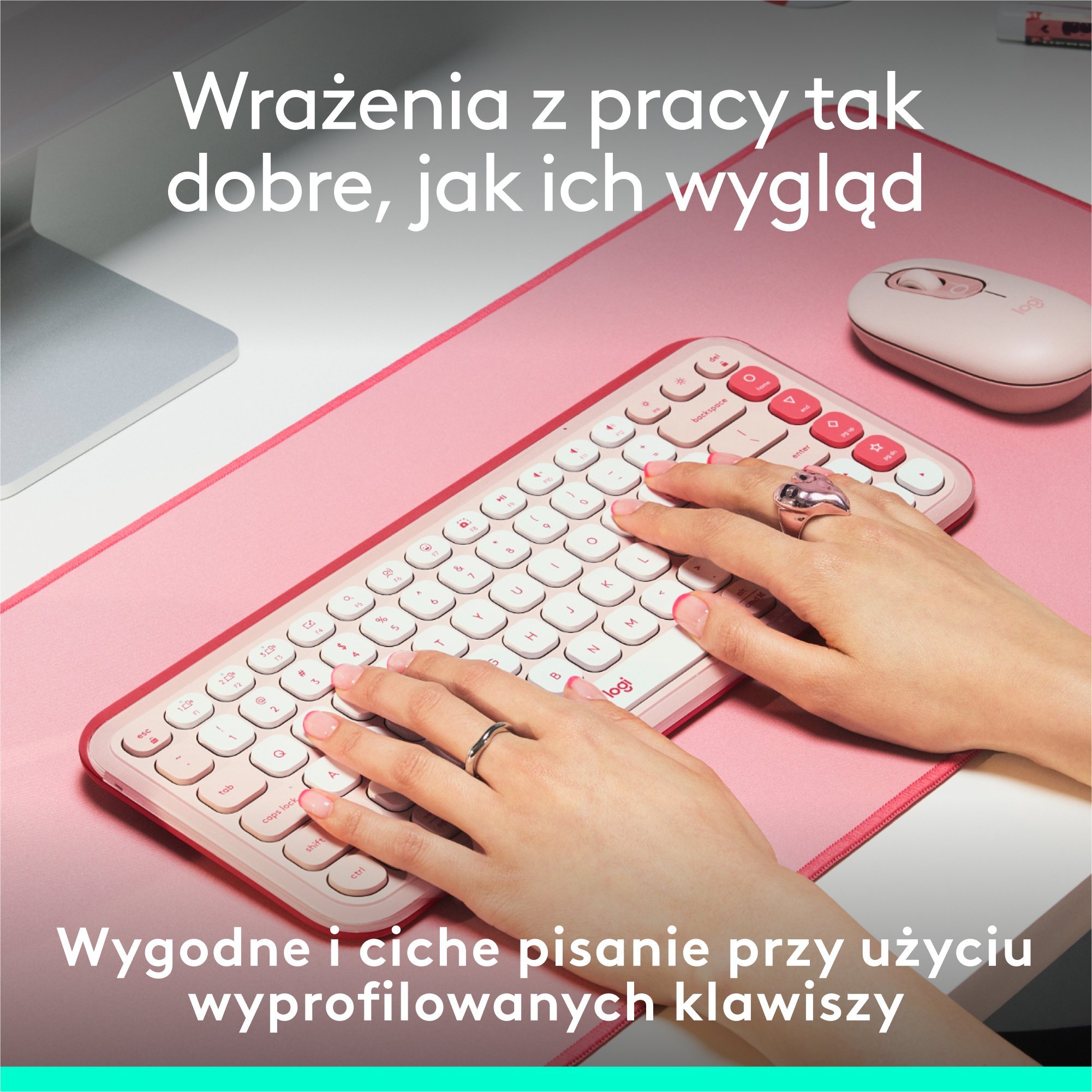 Tastierë Logitech POP Keys, Bluetooth, Wireless, rozë dhe e bardhë