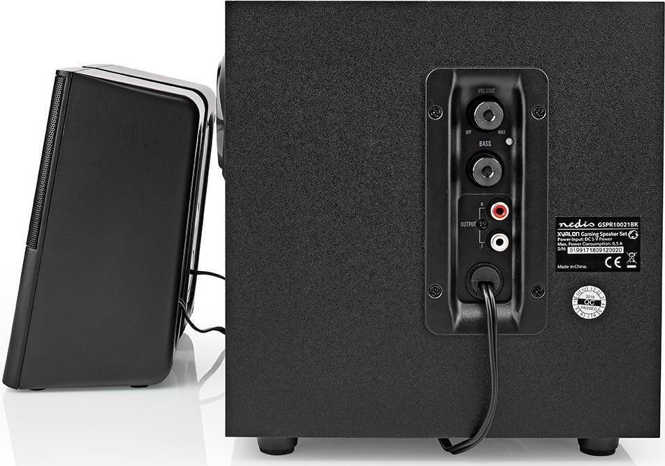 Kutia altoparlantë Nedis GSPR10021BK Gaming 2.1, 33W, 3.5mm USB, e zezë