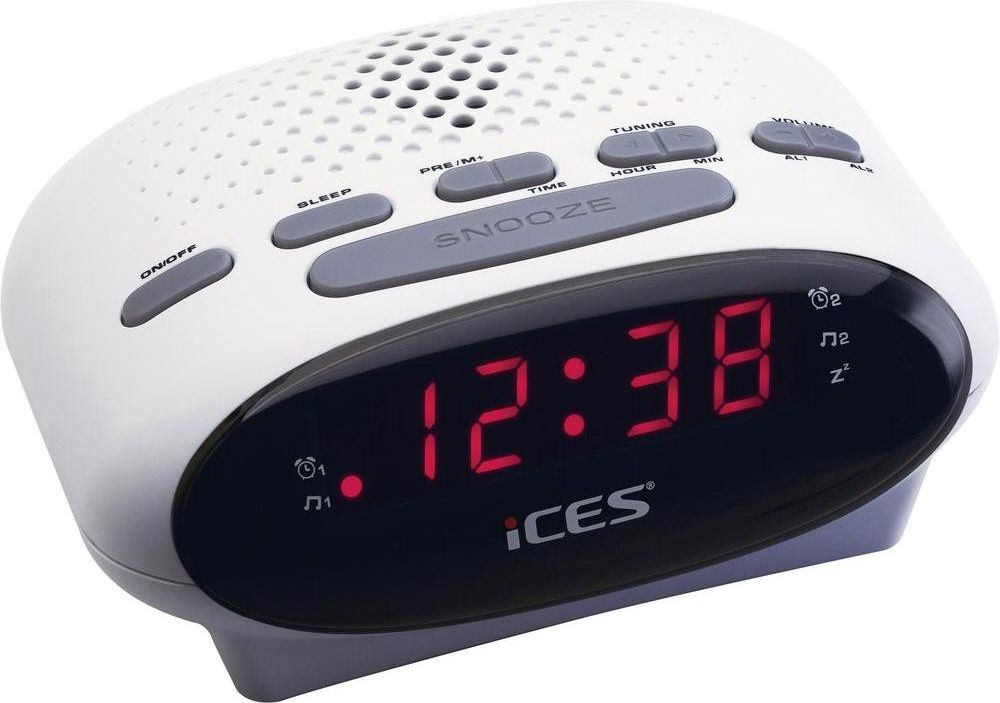 Radio alarm Lenco ICR210, FM, ekran i ndriçuar, e bardhë