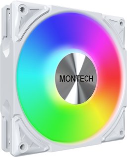 Ventilator kase Montech Metal Pro 12 ARGB PWM, set 3x120mm, me fan hub, i bardhë