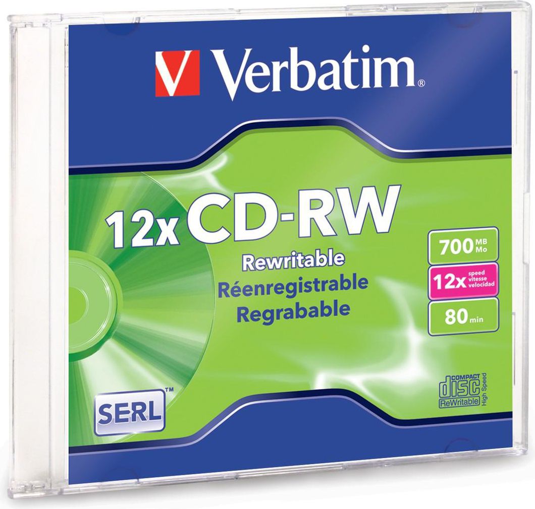 Дискови CD RW Verbatim 43167, 700MB, 12x, сет 5 парчиња