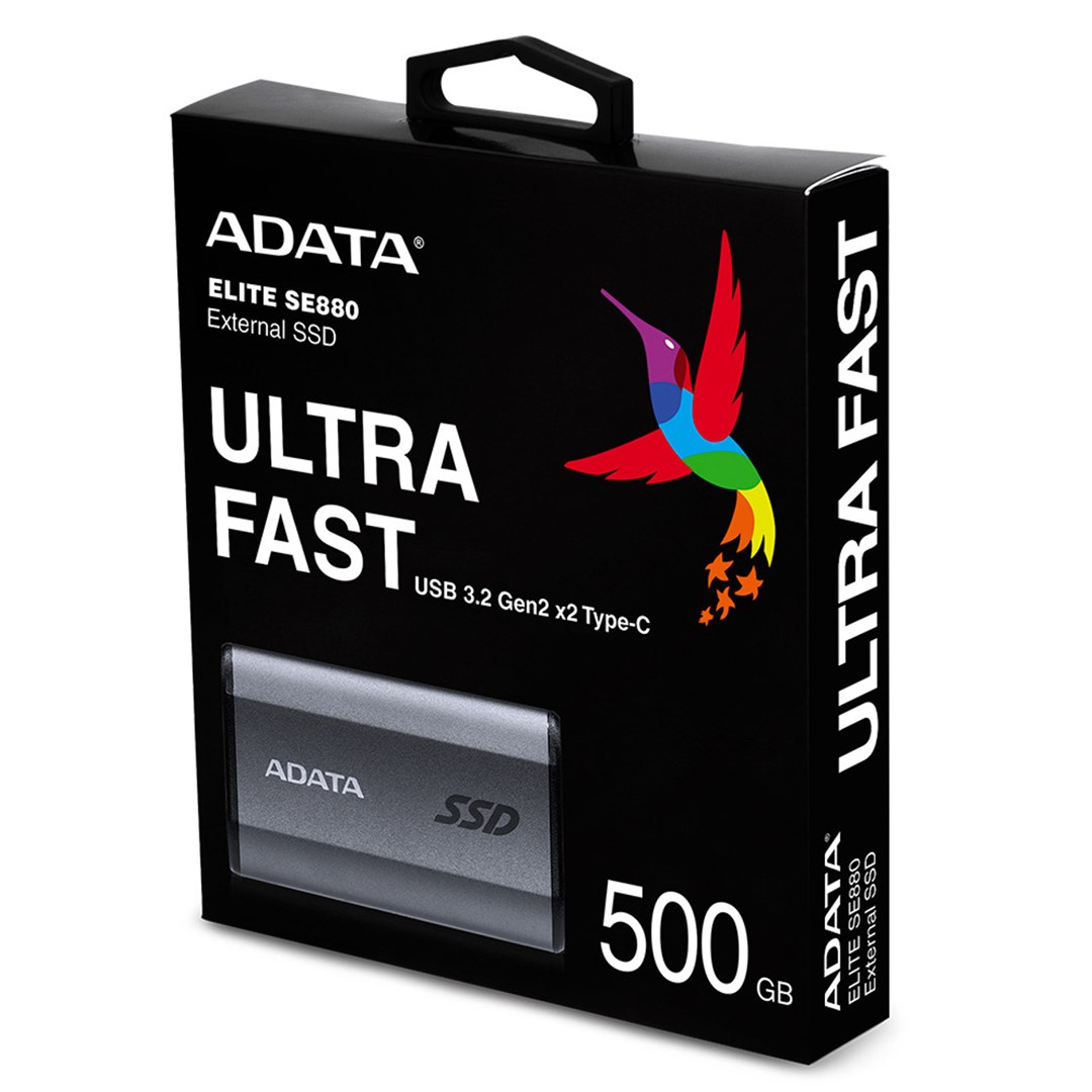 Disk SSD ADATA Elite SE880, 500GB, USB-C, i hirtë