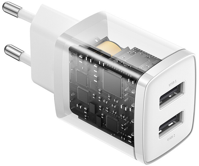 Karikues Baseus, 2xUSB-A, 10.5W, i bardhë