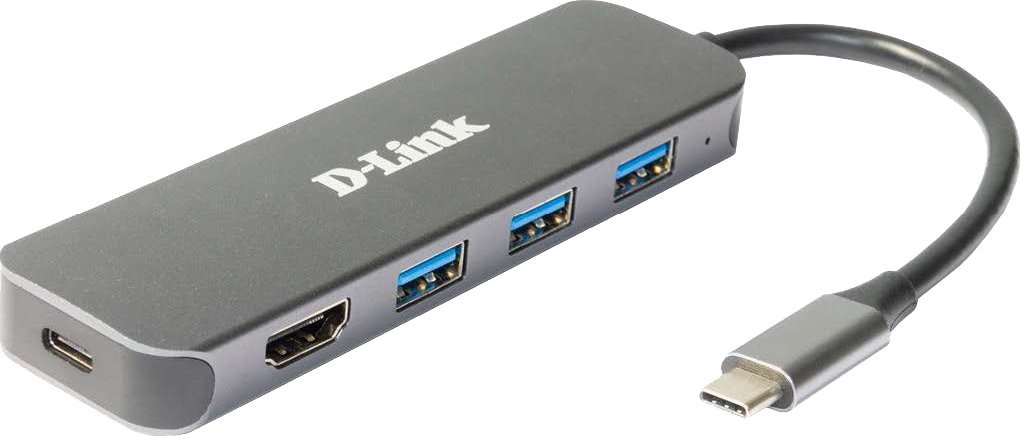 USB Ц HUB D Link DUB 2333, 5 во 1, HDMI 4K, сива