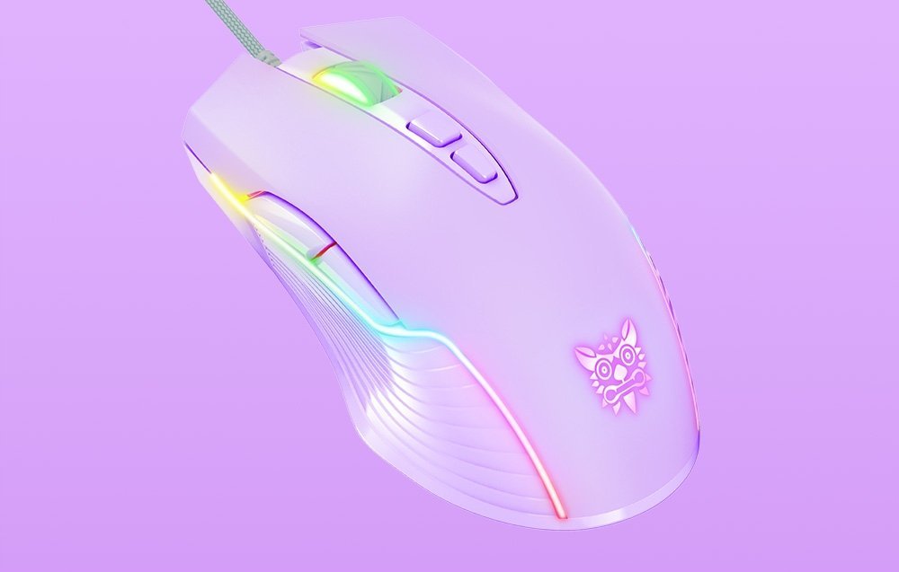 Гејминг глушец ONIKUMA CW905, со кабел, 7 копчиња, виолетов со RGB осветлување