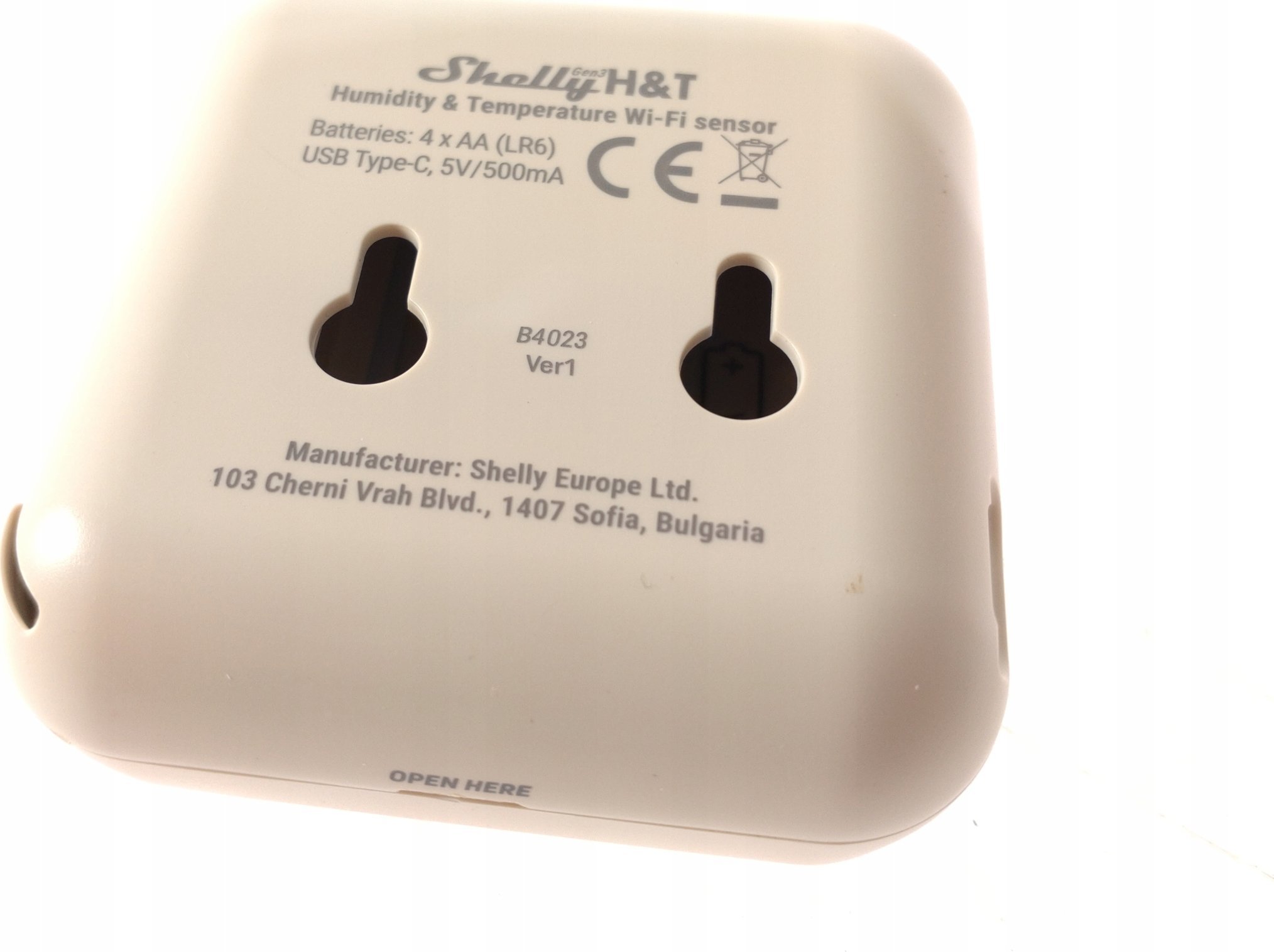 Sensor inteligjent Shelly Plus H&amp;T G3, temperaturë dhe lagështi, Bluetooth dhe Wi‑Fi, ivory