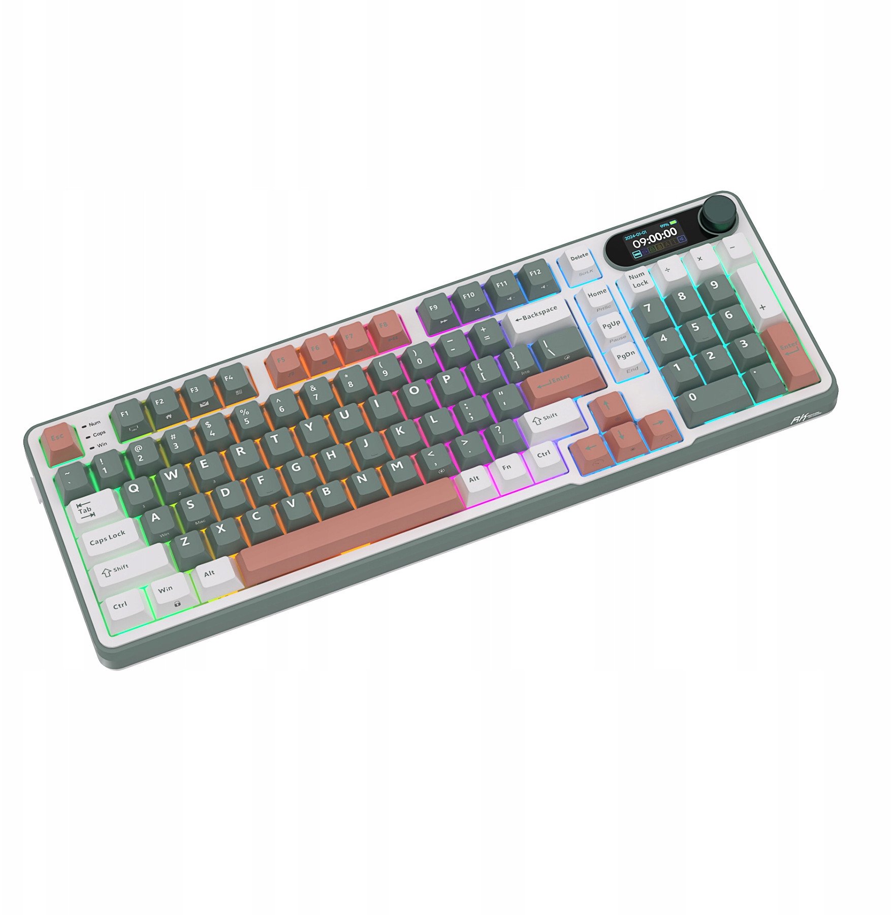 Tastierë mekanike RK ROYAL KLUDGE S98, 98 taste, ekran TFT, RGB, BT 5.0 2.4G USB C, e zezë