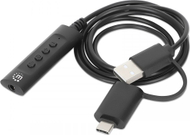 Kartë zëri e jashtme Manhattan 153560, USB A dhe USB C, 3.5mm, e zezë
