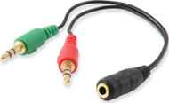 Kabllo EQUIP Jack 3.5mm x 2 0.2m (147941), e zezë