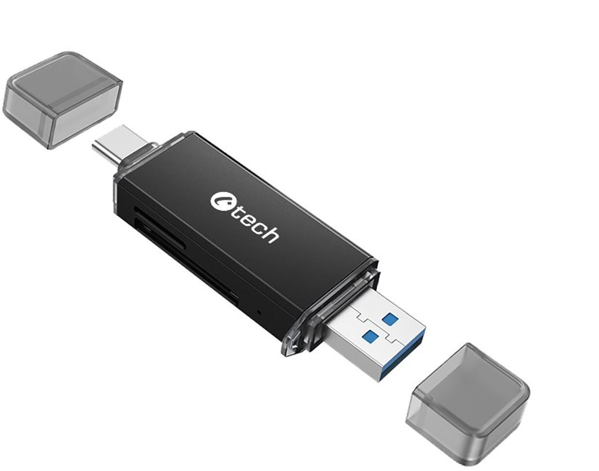Lexues kartelash C-tech UCR-02-AL, USB 3.0 Type A dhe Type C, SD dhe microSD, metalik