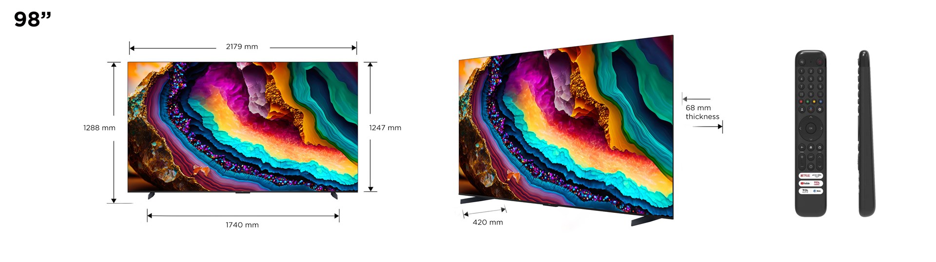 Televizor TCL P745 Series 98P745, 98", 4K LED, Google TV, i zi