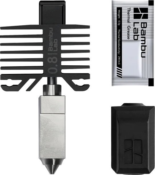 Hotend Bambu Lab me grykë, 0.8mm çelik i fortësuar, për X1 dhe P1