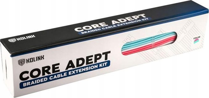 Сет кабли продолжувачи ATX 24 pin Kolink Core Adept, 35cm, плетени, бели сини розови